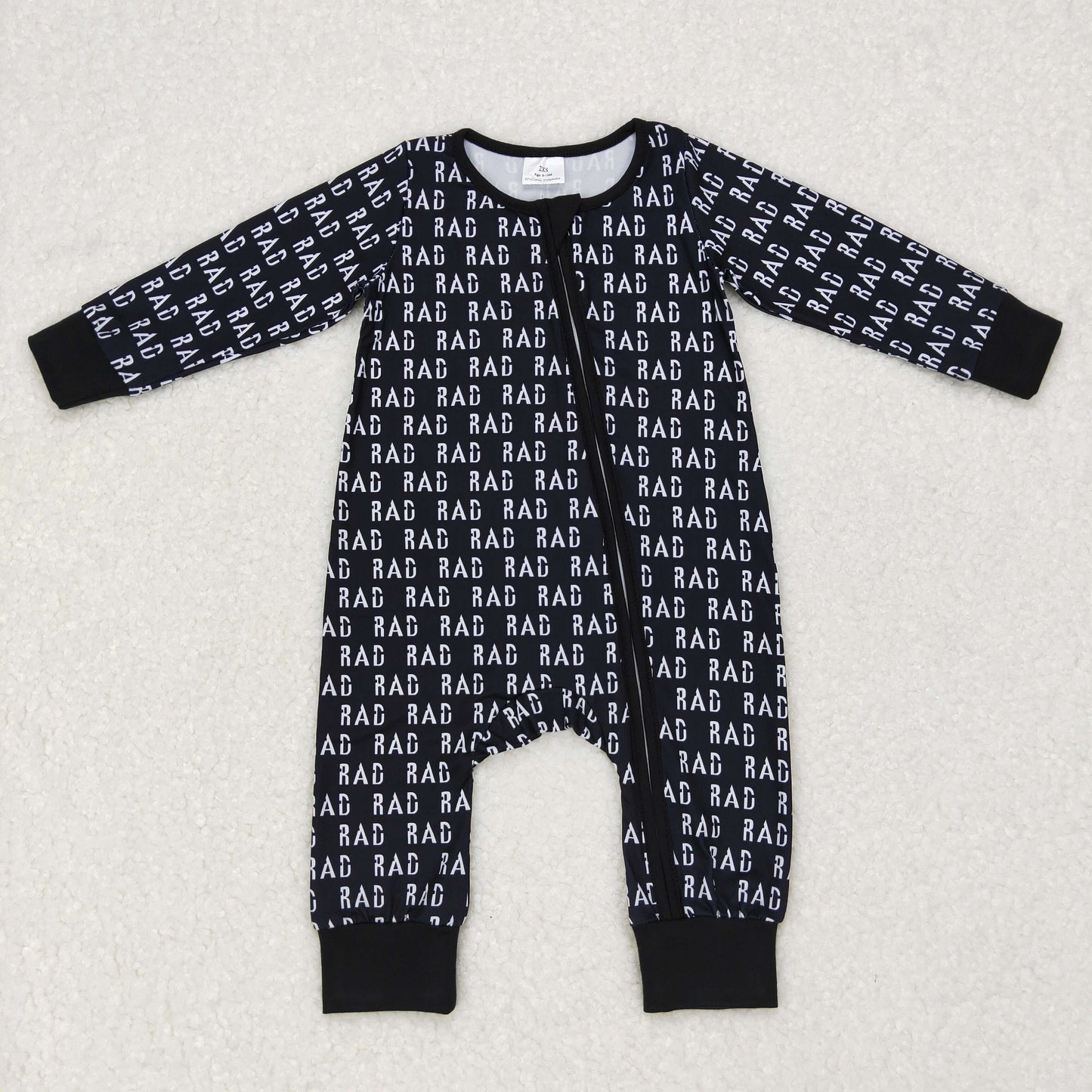 Baby Rad Black Zipper Rompers Sleeper Milk silk