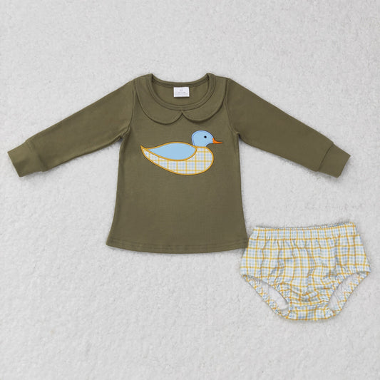 Girls Embroidery Duck Bummies Set