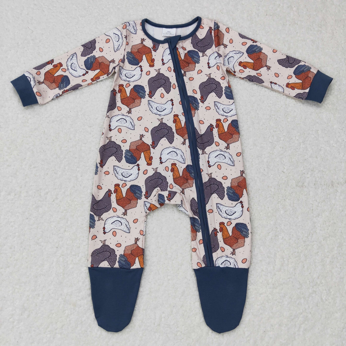 Baby Chicken Zipper Rompers Sleeper Milk silk