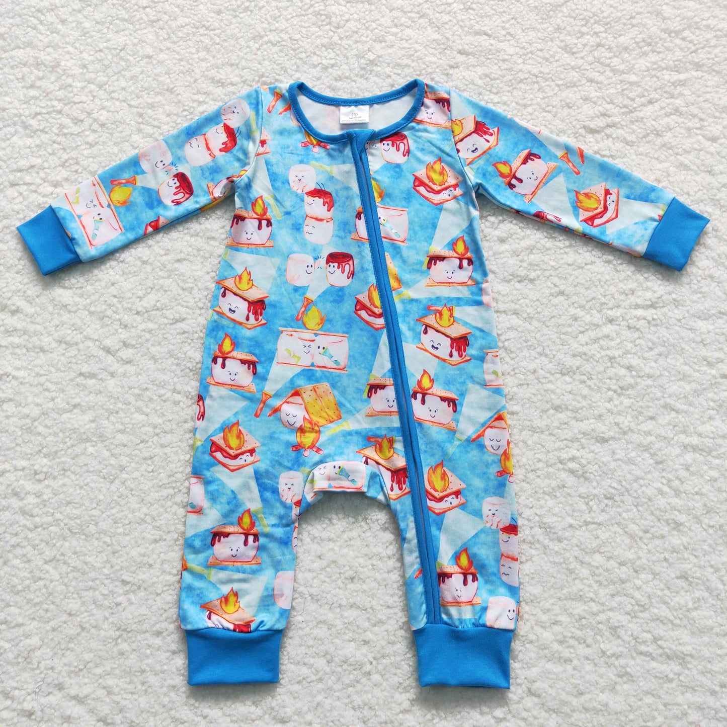 Baby Boys Snow Zipper Rompers Sleeper Milk silk