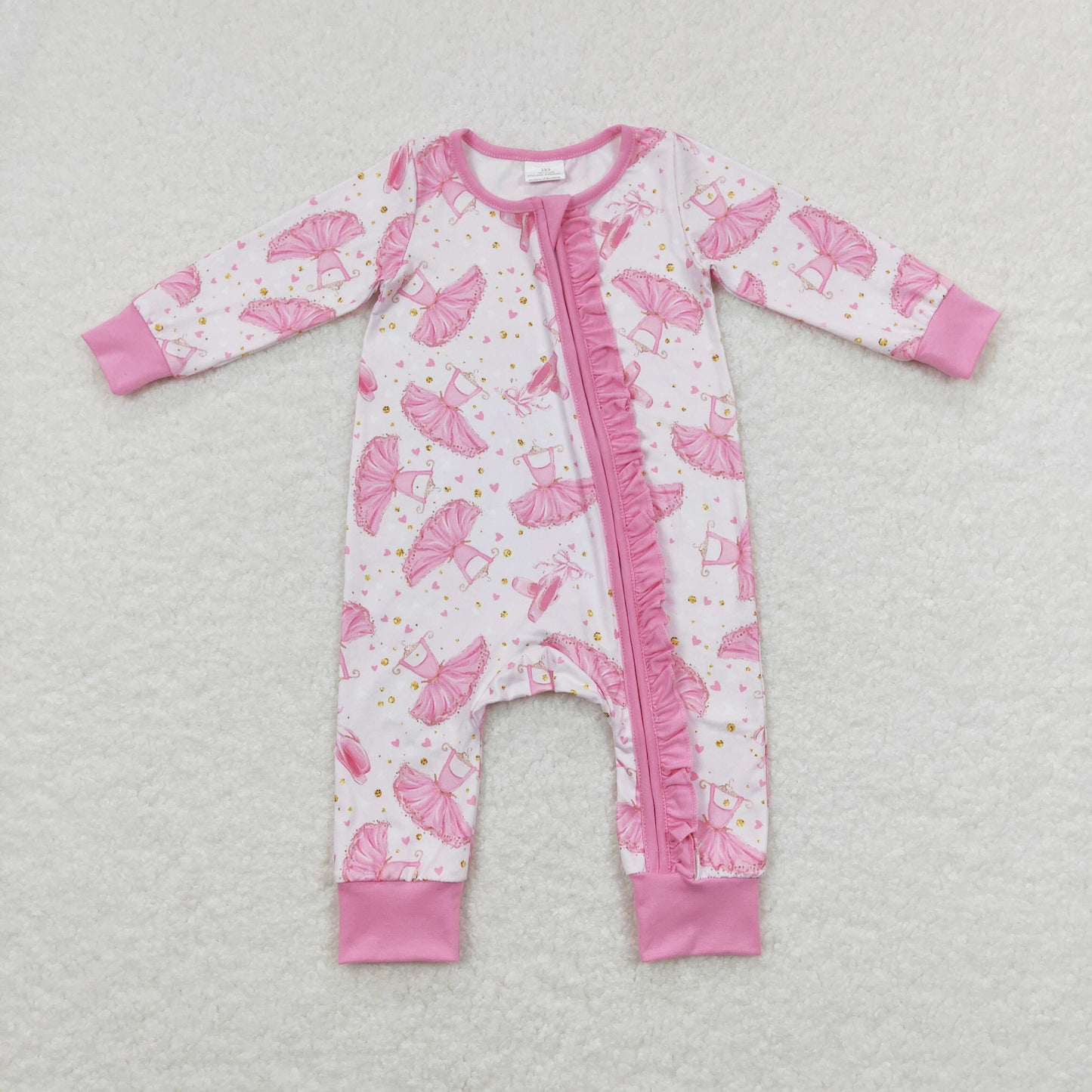 Baby Girls pink Zipper Rompers Sleeper Milk silk