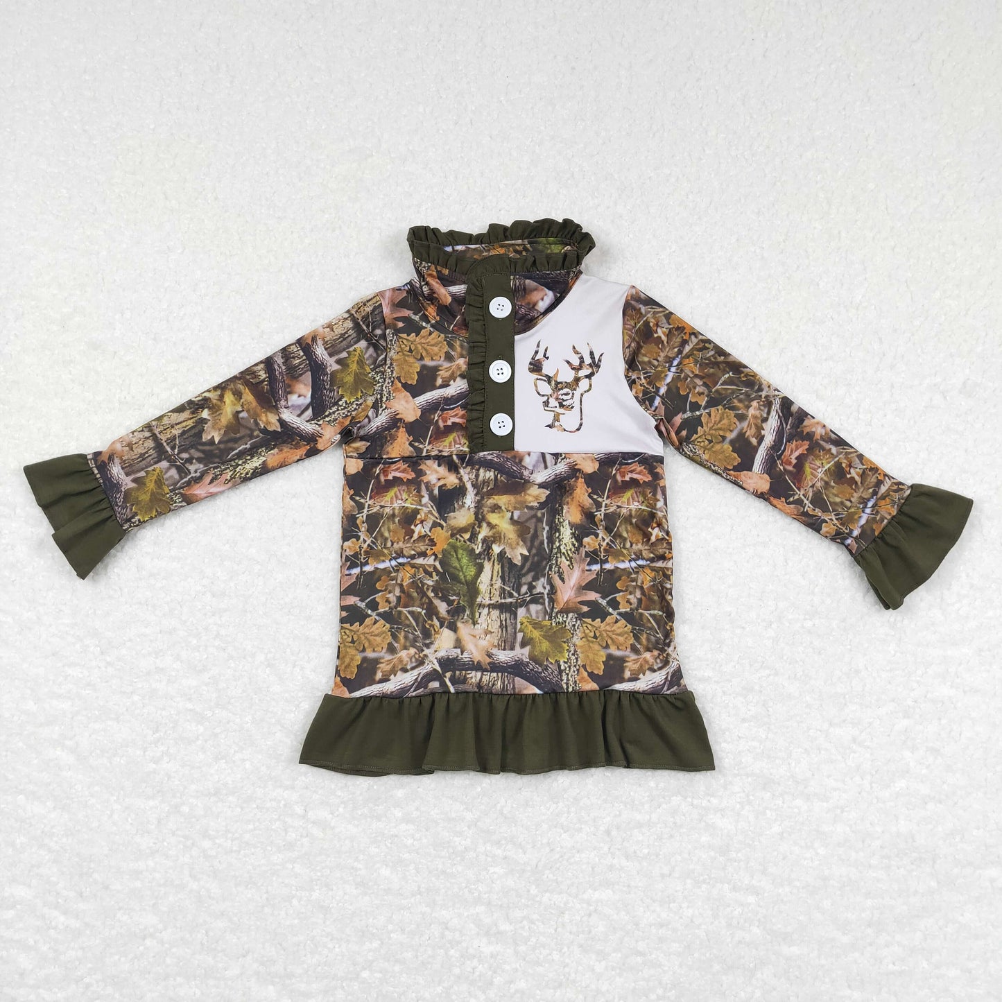 Girls Camo Deer Pullover
