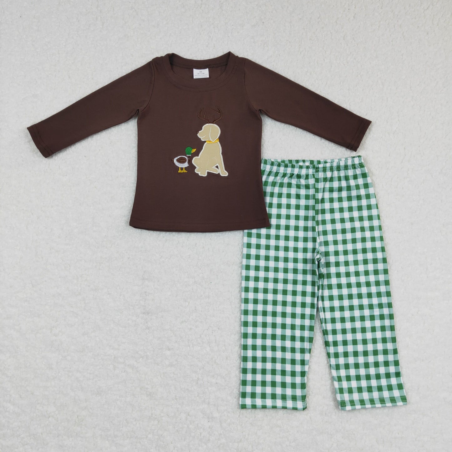 Boys Embroidery Duck Dog Outfits