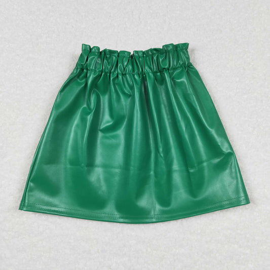 Girls Green Leather Skirt