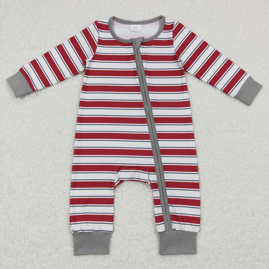 Baby Boys Stripe Zipper Rompers Sleeper Milk silk