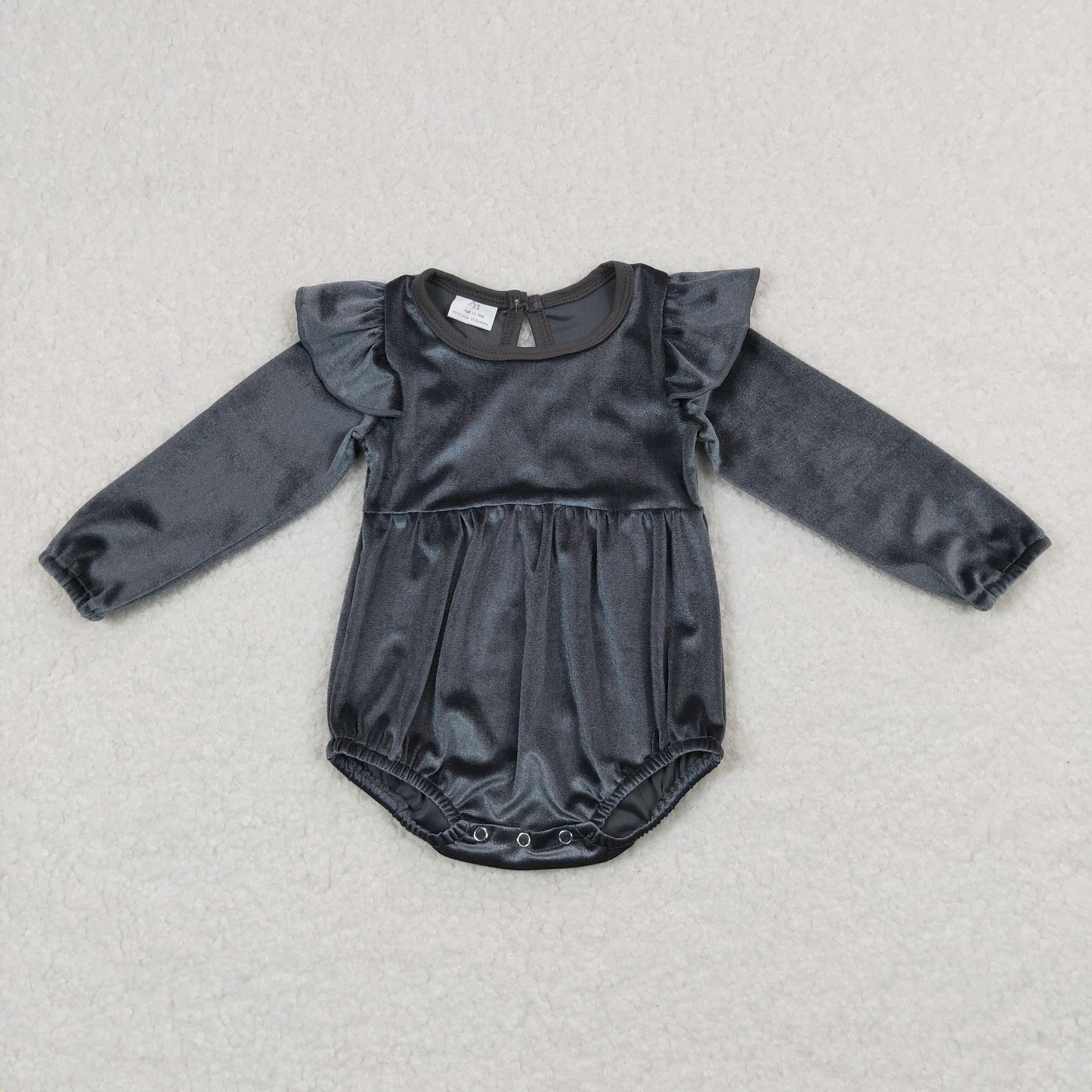 Baby Gray Velvet Rompers