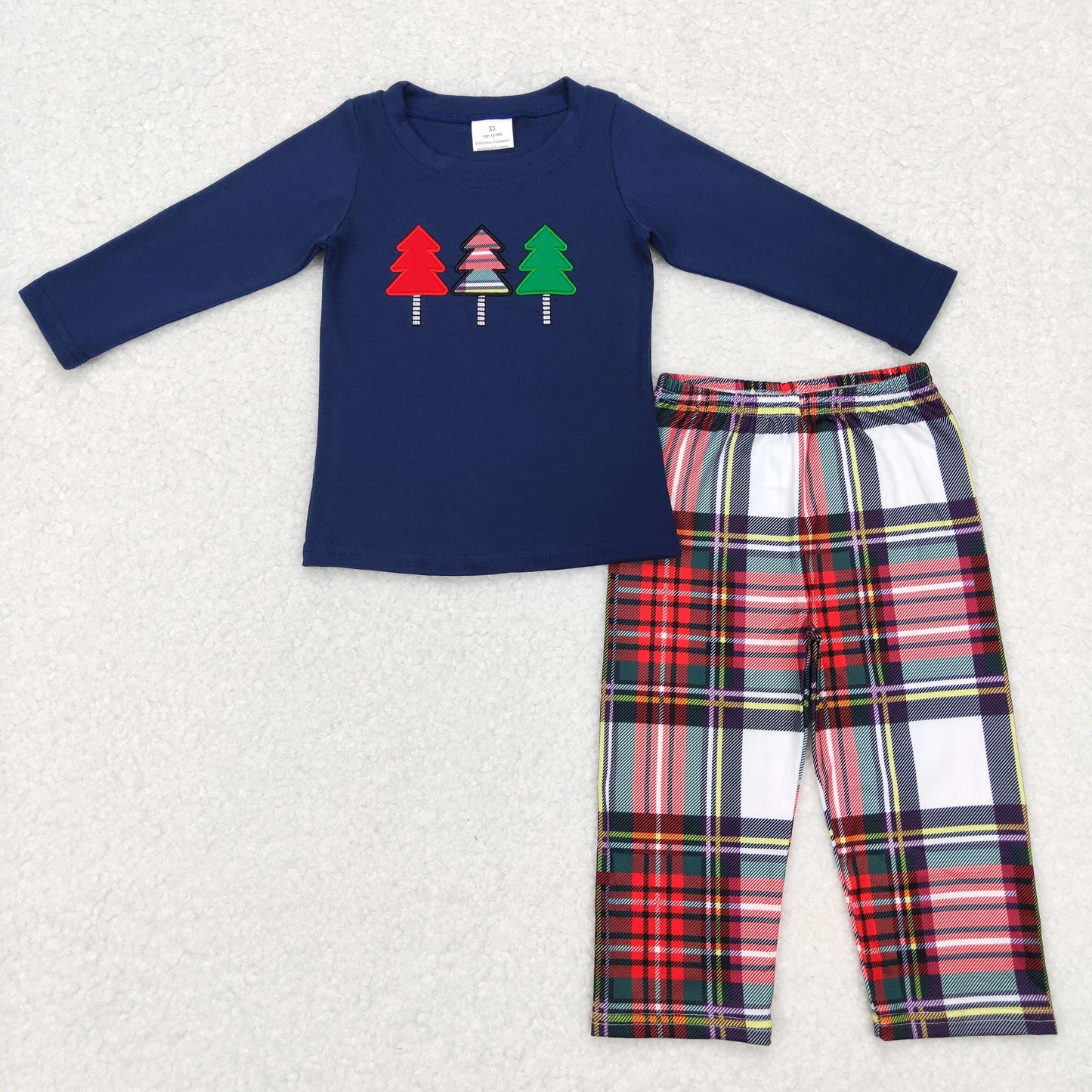 BLP0352 Boys Christmas Tree Outfits Embroidery