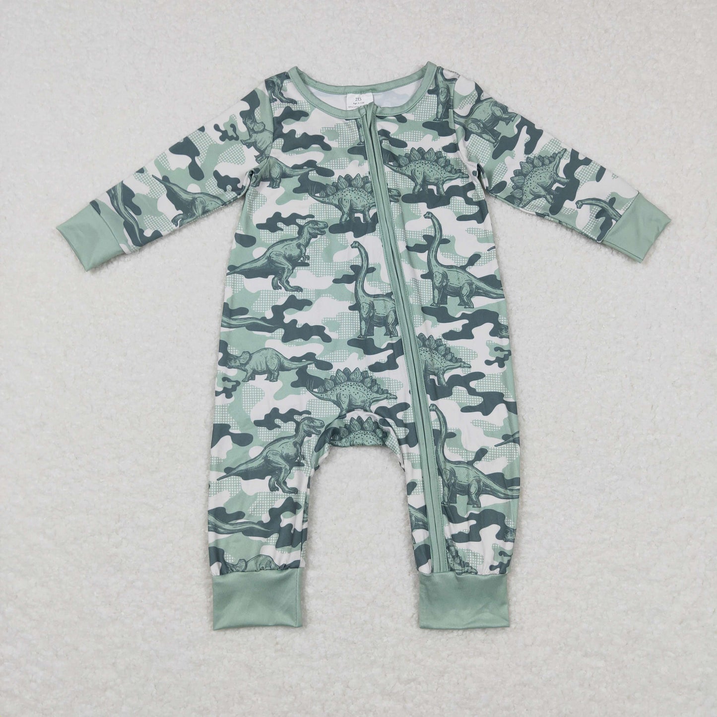 Baby Camo Dinosaur Zipper Rompers Sleeper Milk silk