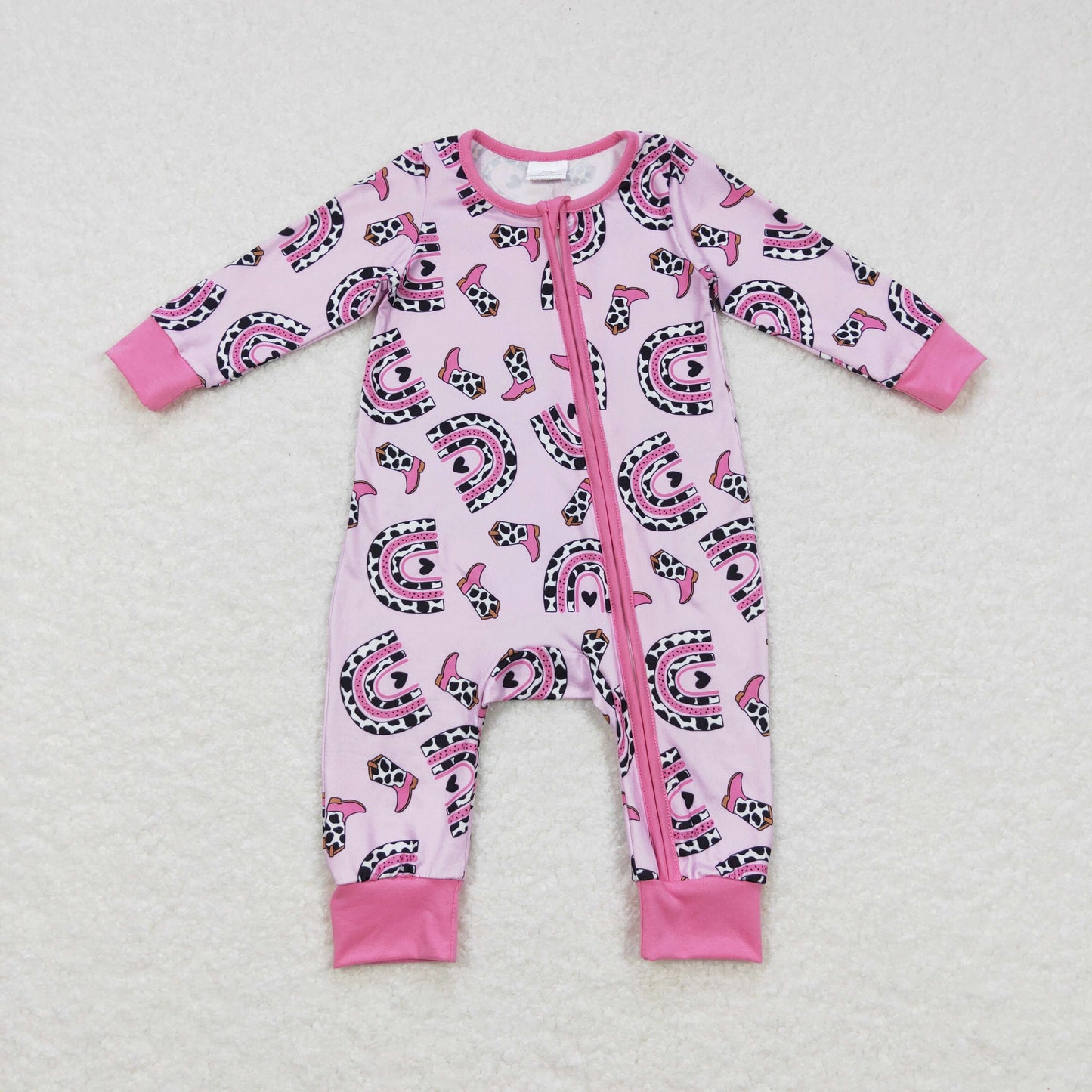 Baby Boots Zipper Rompers Sleeper Milk silk