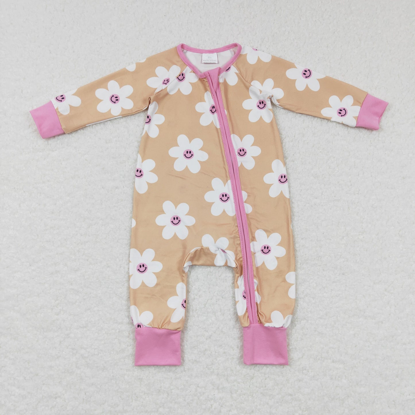 Baby Floral Zipper Rompers Sleeper Milk silk