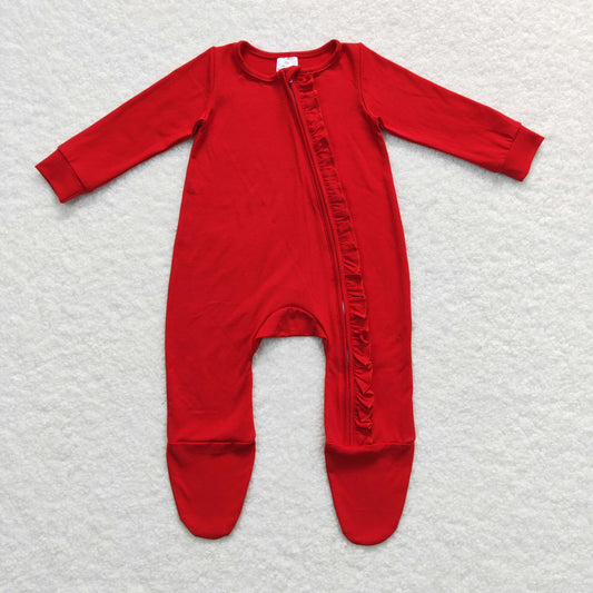 Baby Red Zipper Rompers Sleeper Milk silk