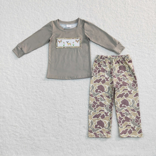 Boys Duck Camo Outfits Embroidery