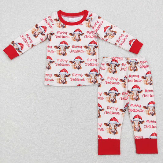 Boys Merry Christmas Cow Pajamas