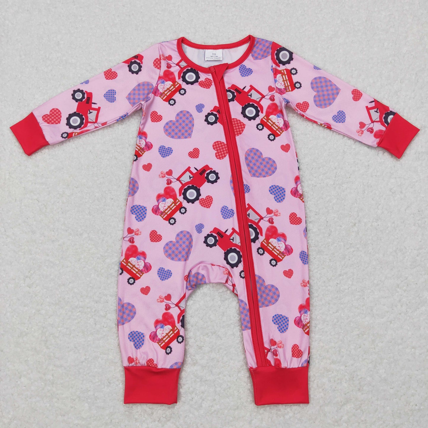 Baby Valentine Zipper Rompers Sleeper Milk silk