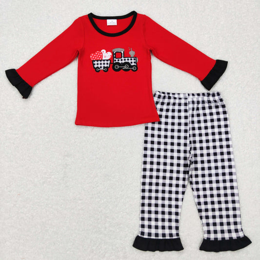 Girls Heart Truck Outfits Embroidery