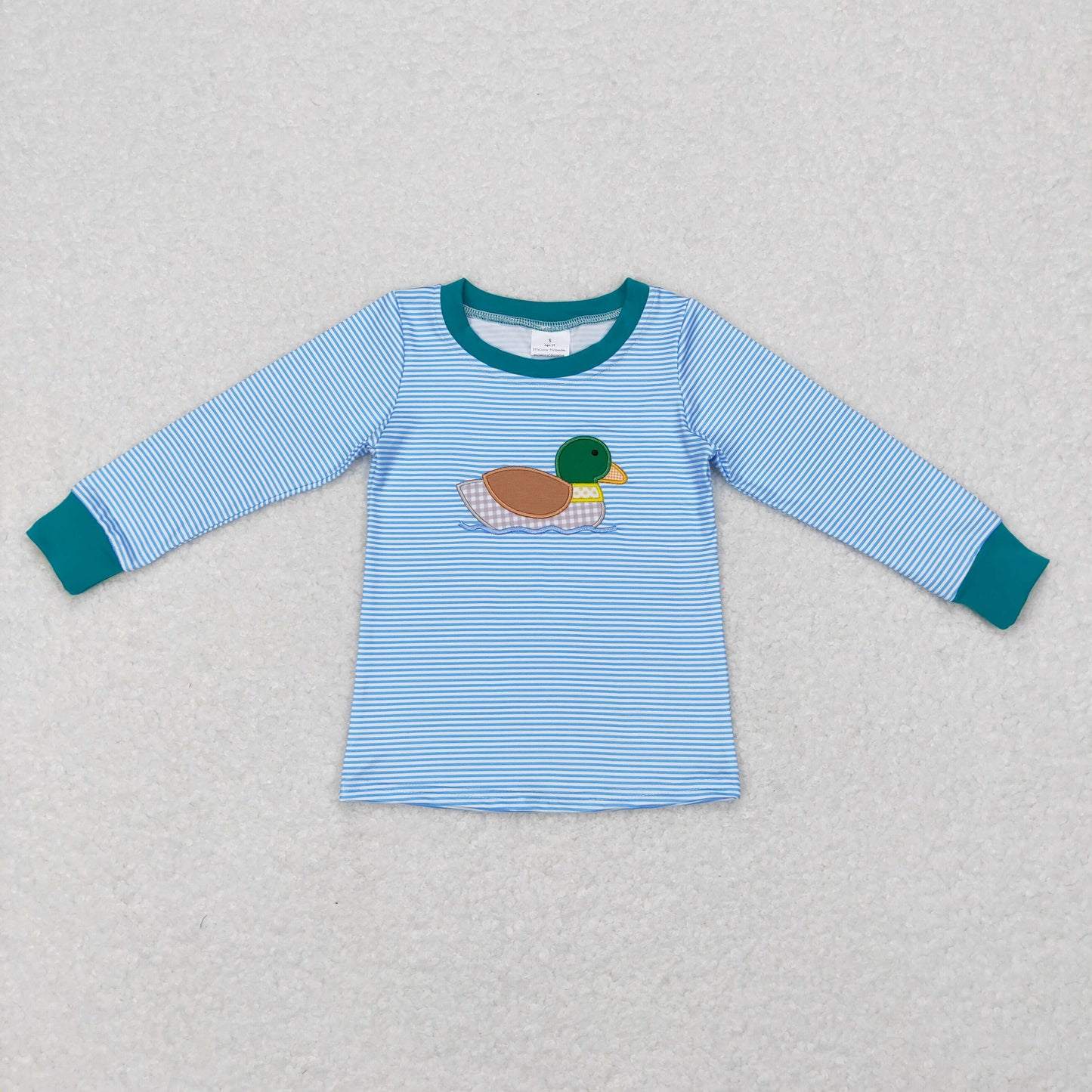 Boys Embroidery Duck Stripe Top