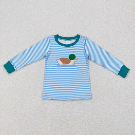 Boys Embroidery Duck Stripe Top