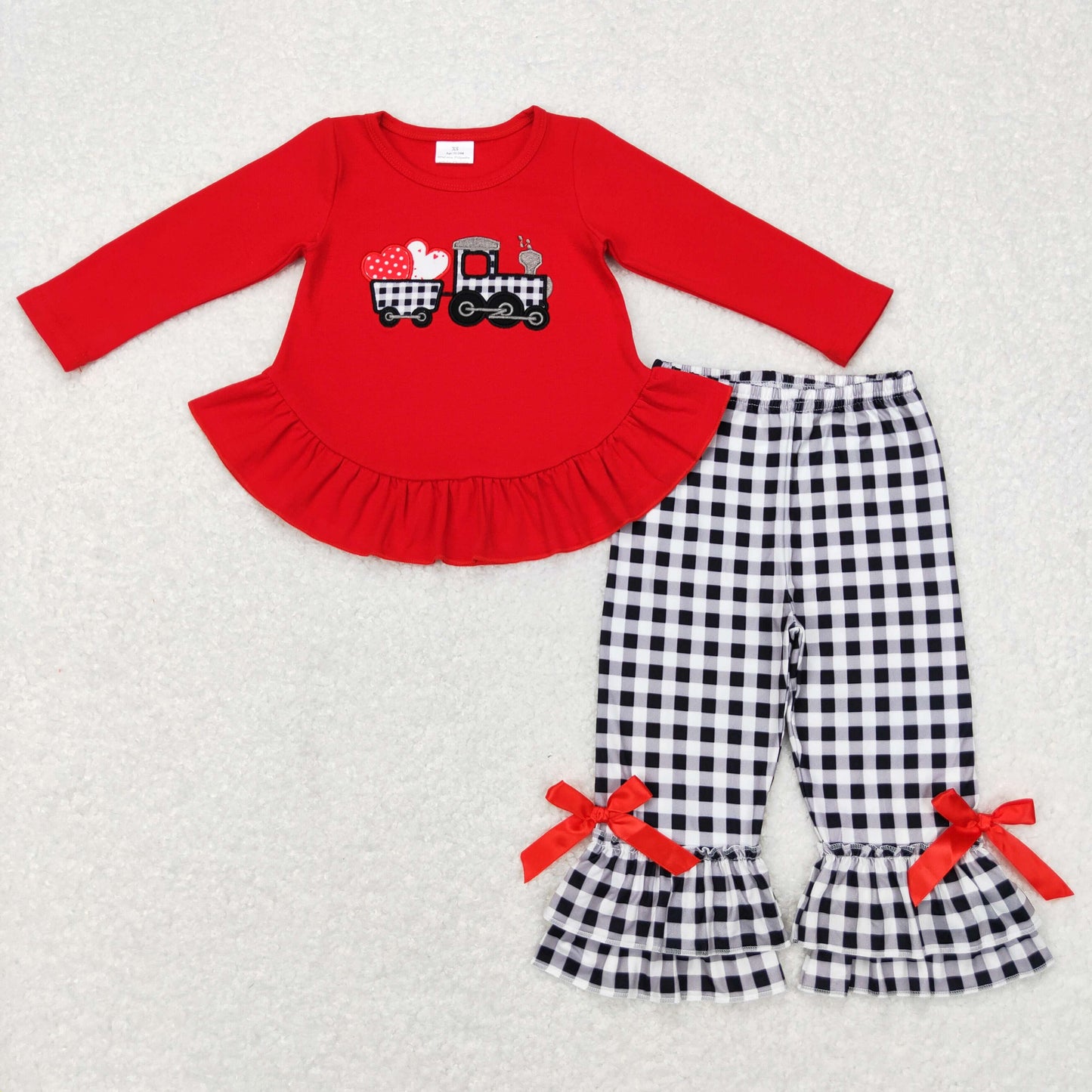 Girls Heart Truck Outfits Embroidery