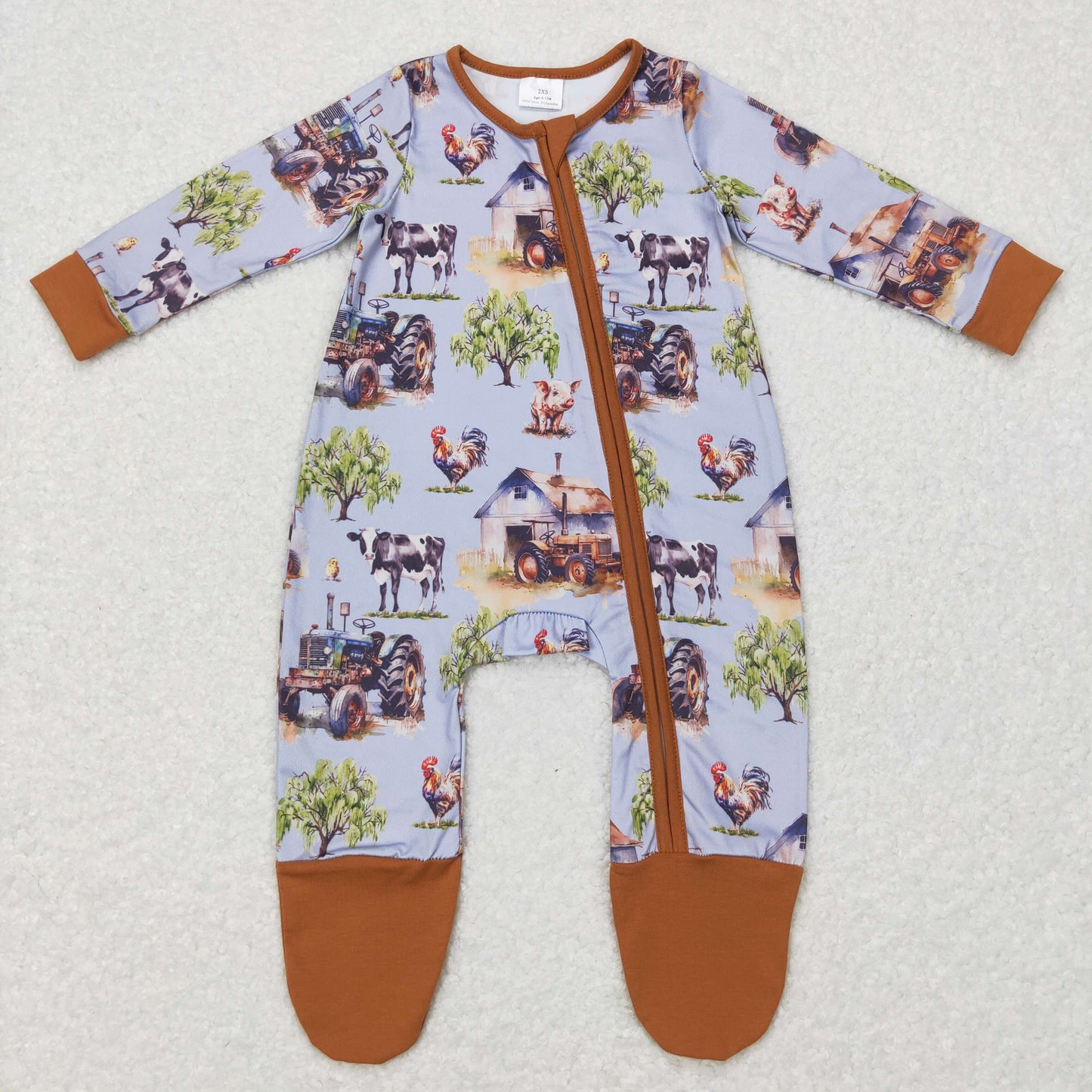 Baby Farm Zipper Rompers Sleeper Milk silk