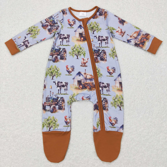 Baby Farm Zipper Rompers Sleeper Milk silk