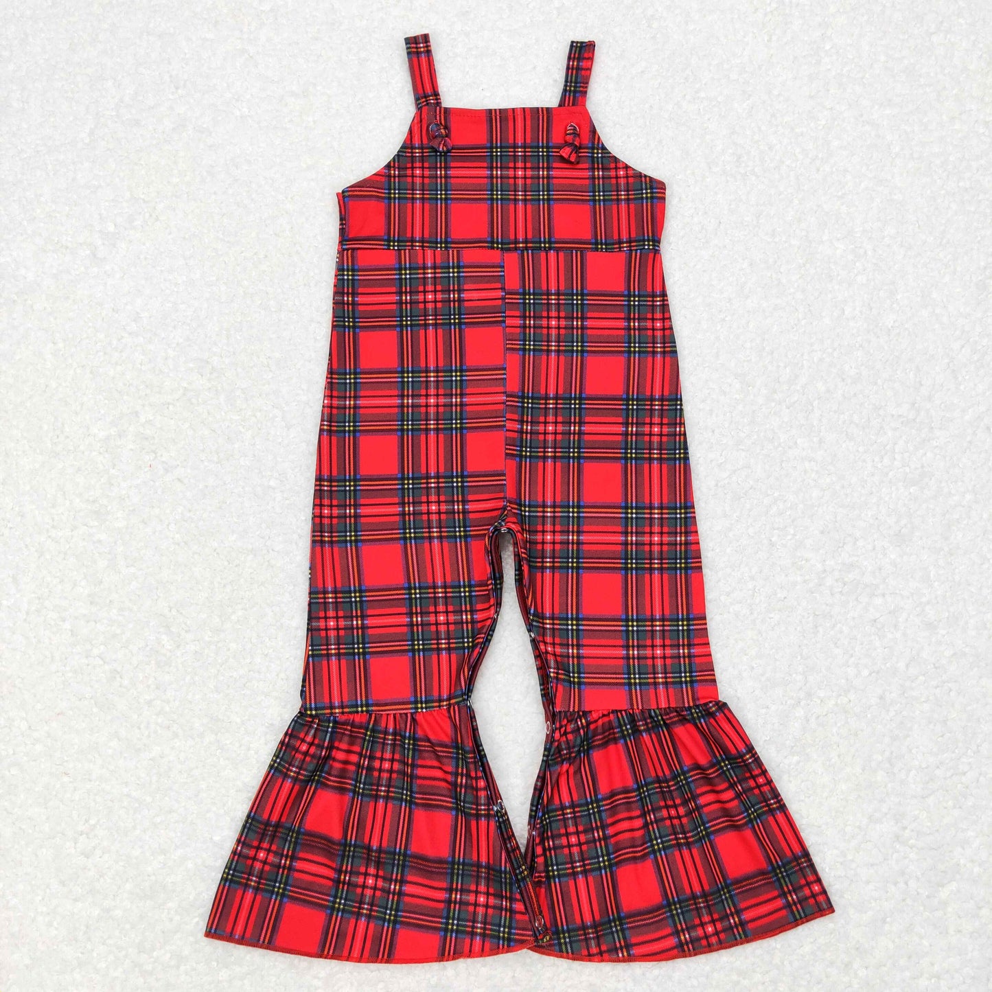 Girls Red Checked Overalls