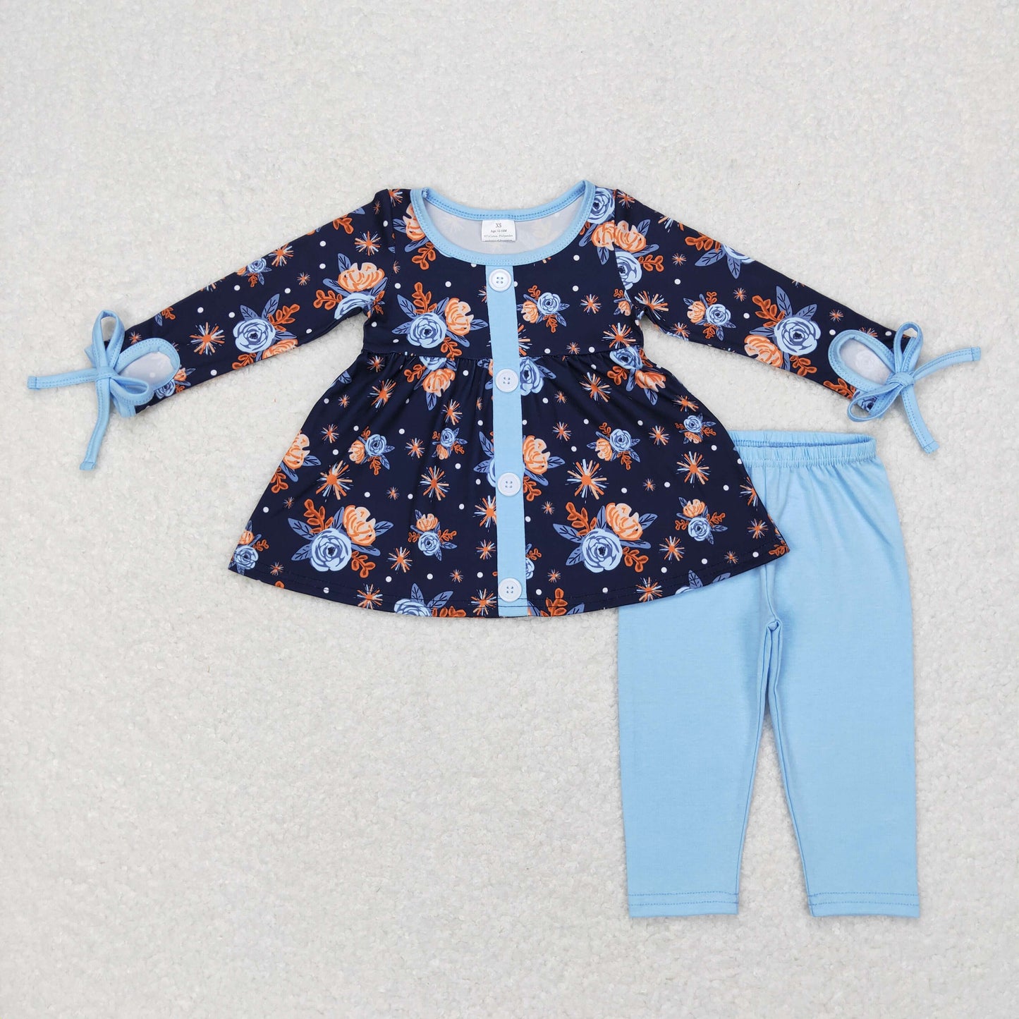 Girls Floral Blue Outfits