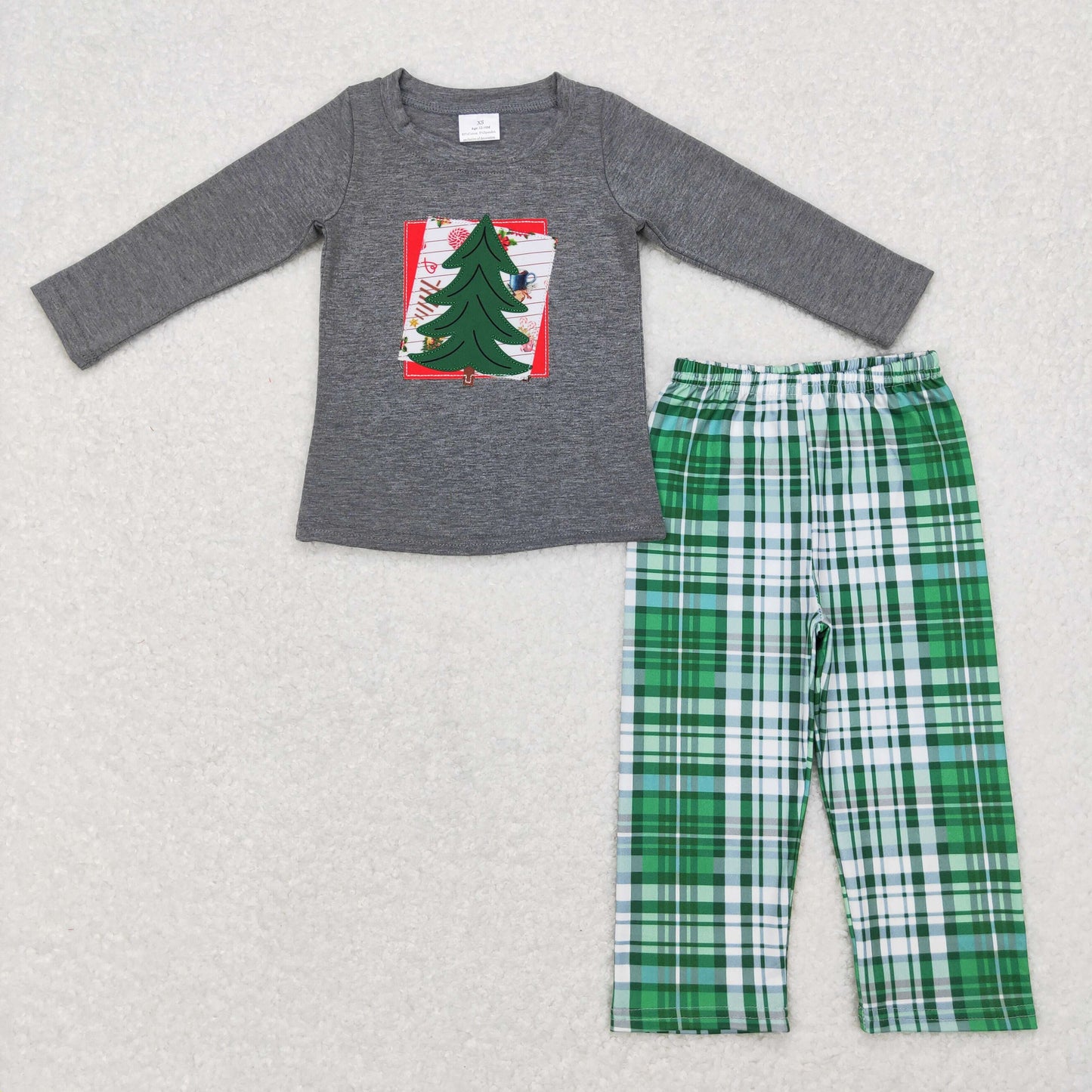 BLP0351 Boys Christmas Tree Outfits Embroidery