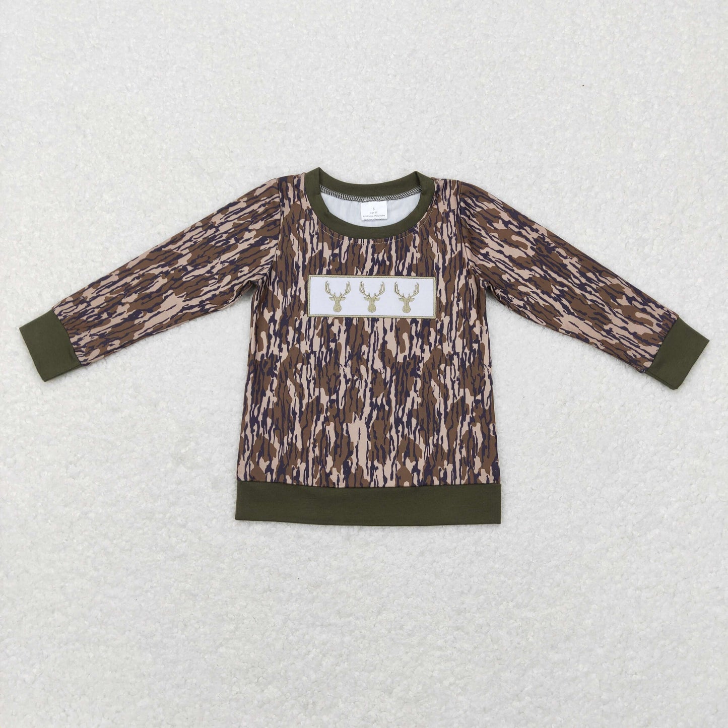 Boys Embroidery Deer Camo Top