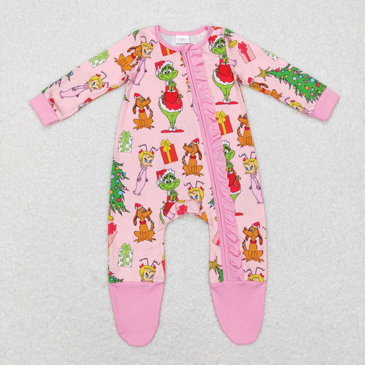 Baby Christmas Zipper Rompers Sleeper Milk silk