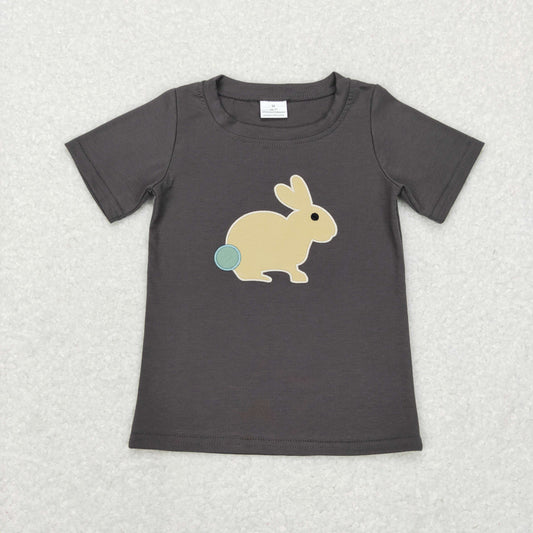 Boys Embroidery Bunny T-shirt Milk silk