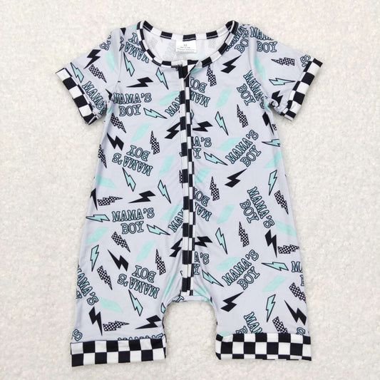 Baby Mama's Boy Zipper Rompers Sleeper Milk silk