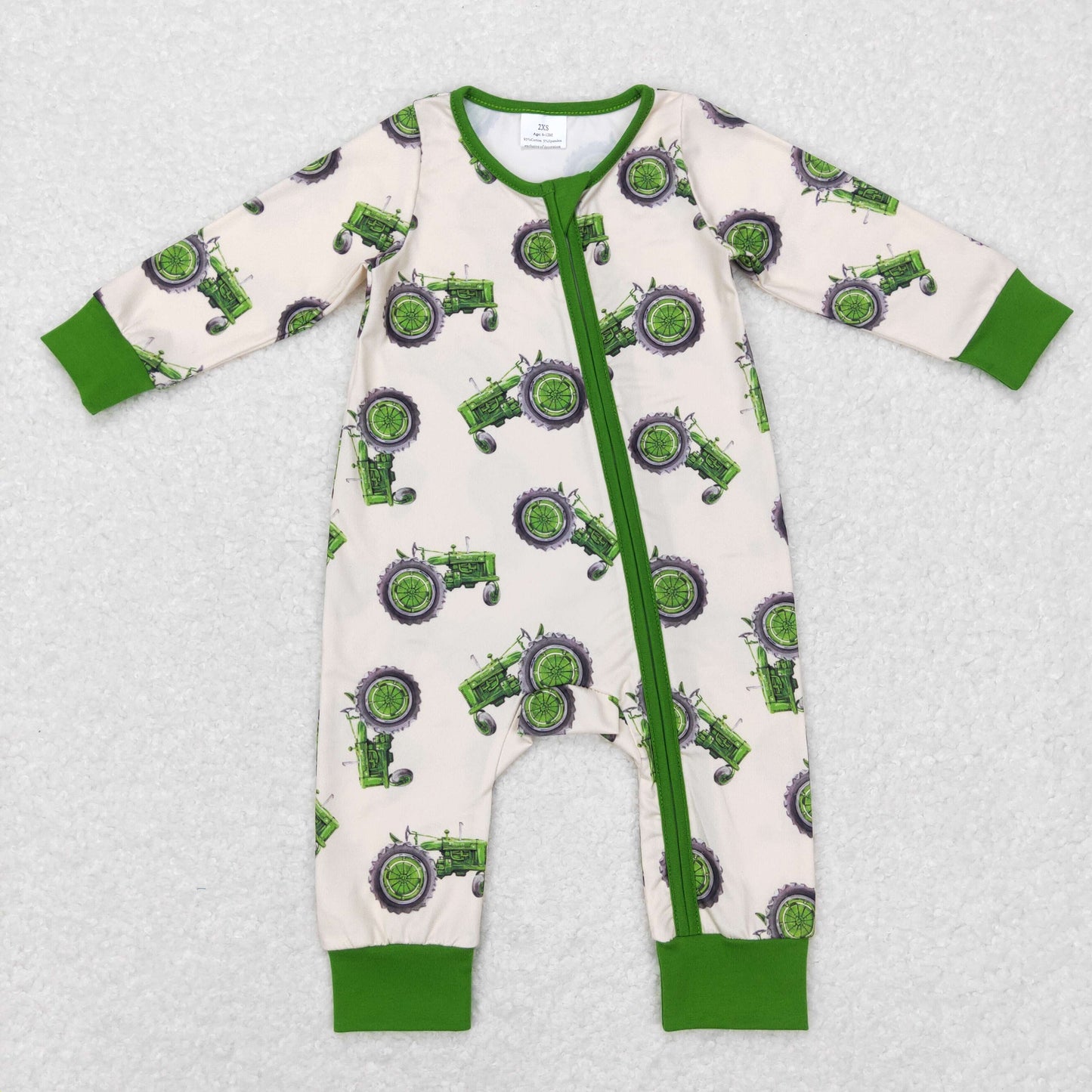 Baby Truck Zipper Rompers Sleeper Milk silk