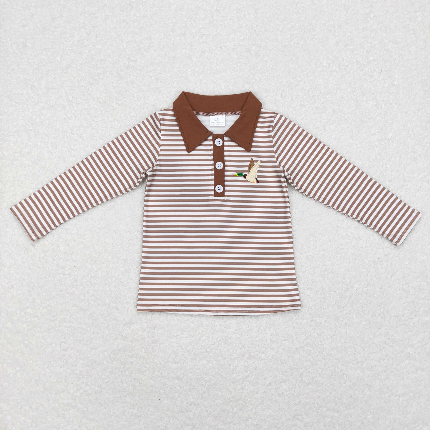 Boys Duck Stripe Top Long Sleeves Embroidery