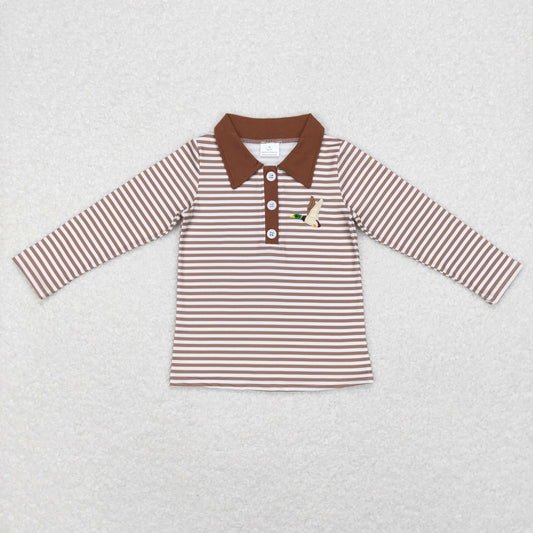 Boys Duck Stripe Top Long Sleeves Embroidery