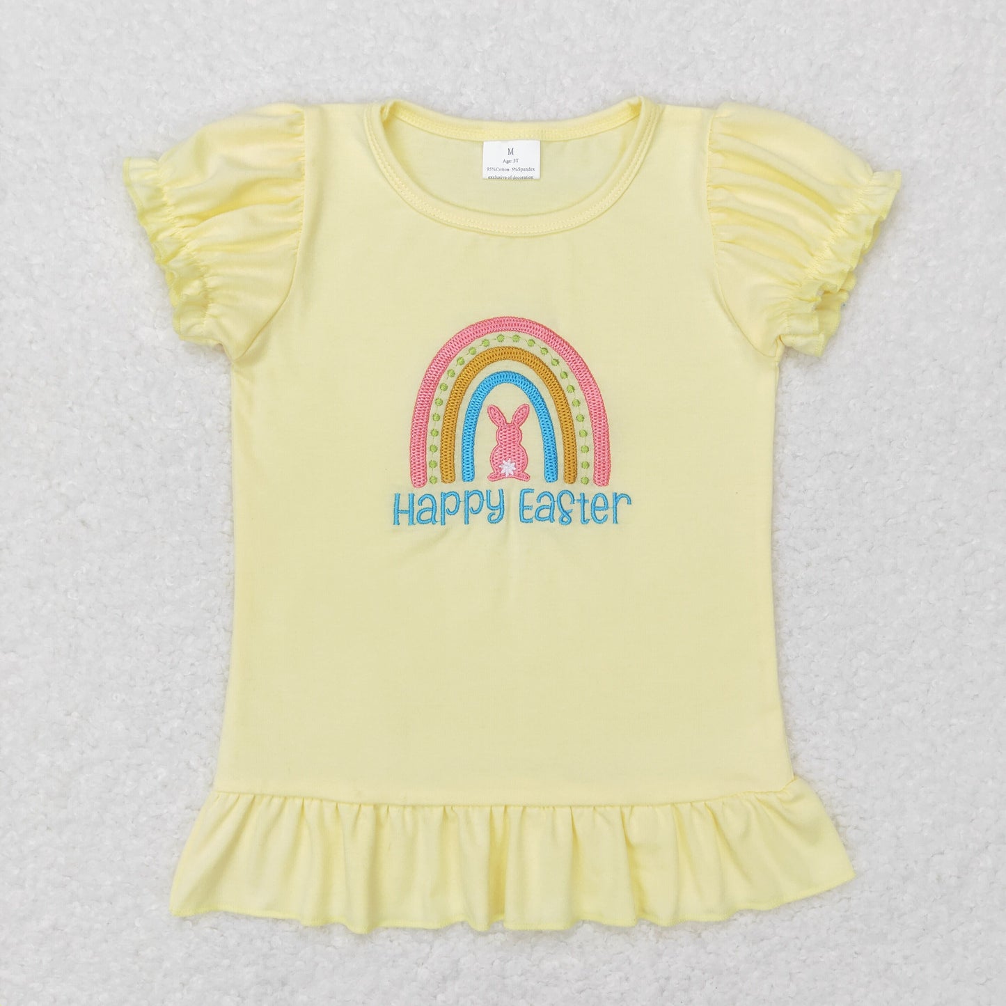 Girls Happy Easter T-shirt Embroidery