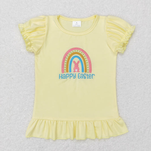 Girls Happy Easter T-shirt Embroidery