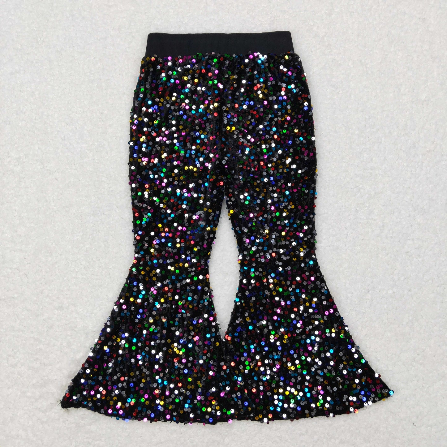 Girls Sequined Bell Bottom Pants Black