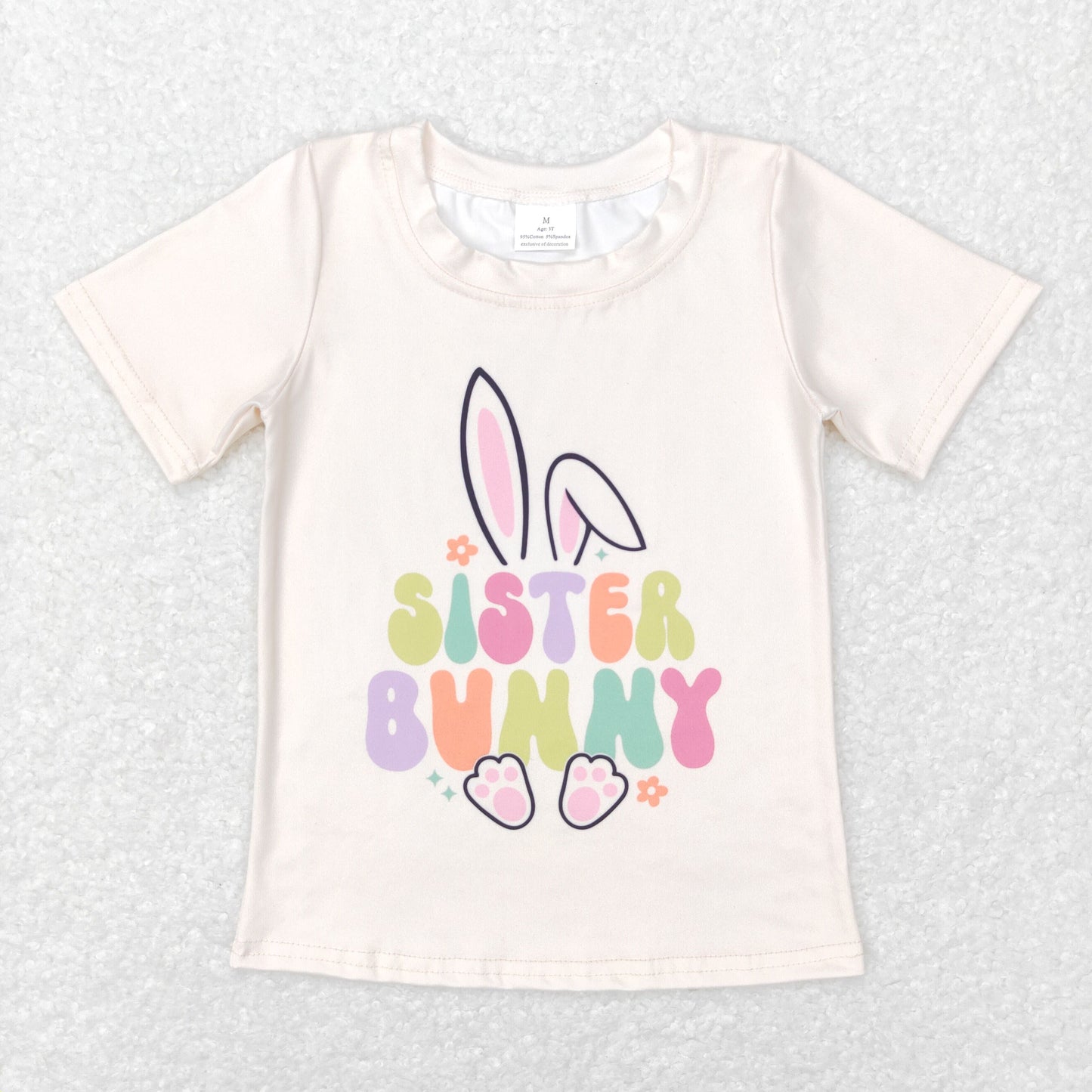 Girls Sister Bunny T-shirt Milk silk