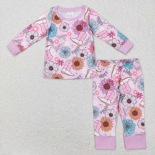 Girls Floral Boots Pajamas