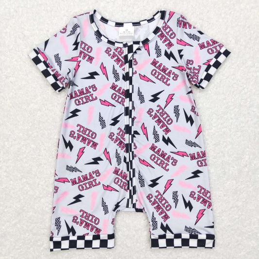 Baby Mama's Girl Zipper Rompers Sleeper Milk silk