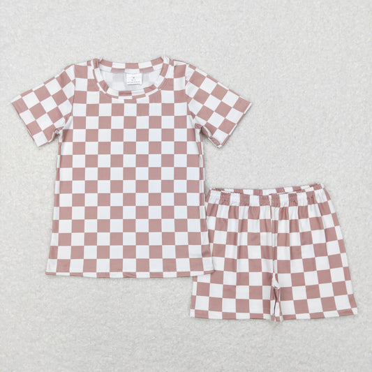 Boys Brown Checked Pajamas