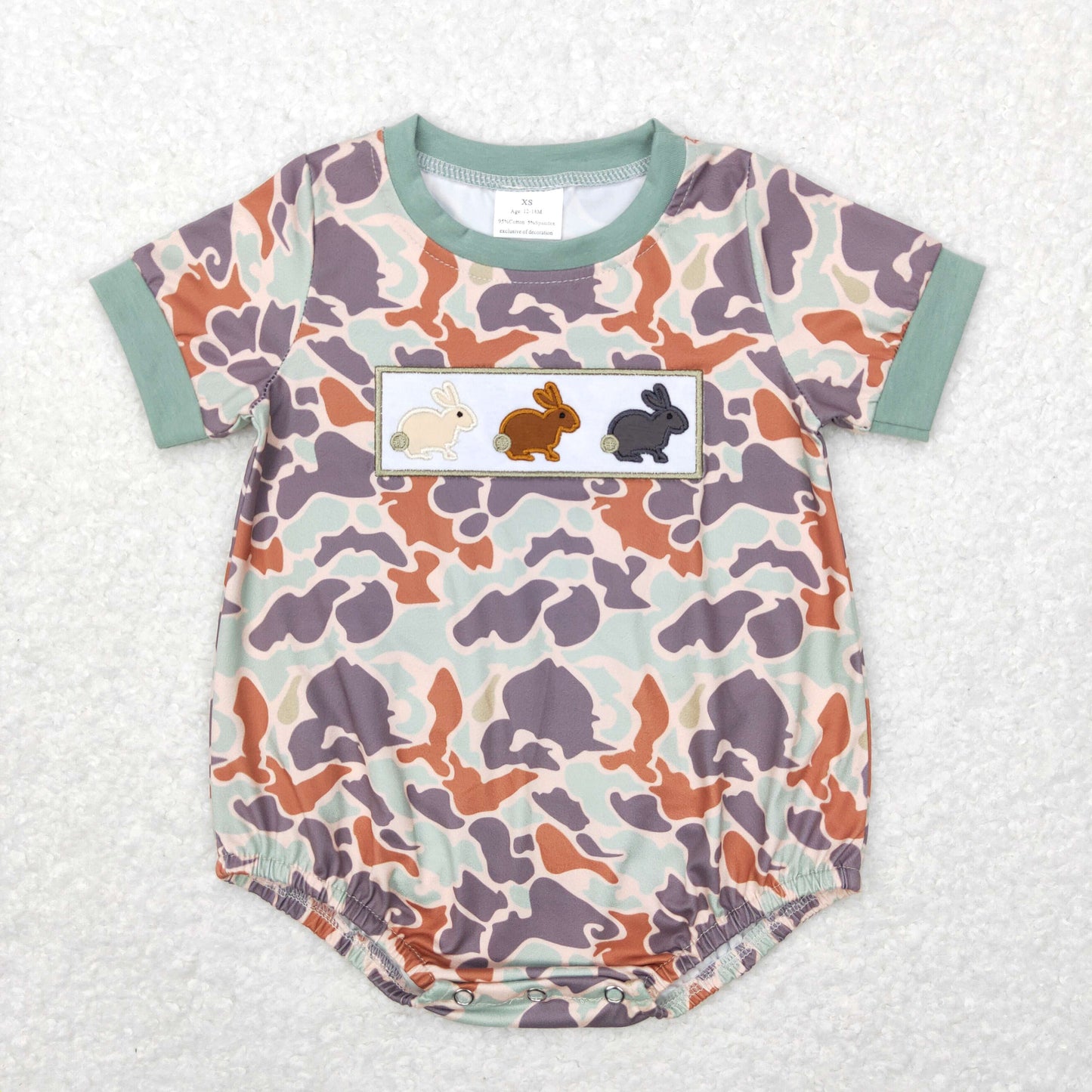 Baby Boys Camo Bunny Rompers Embroidery