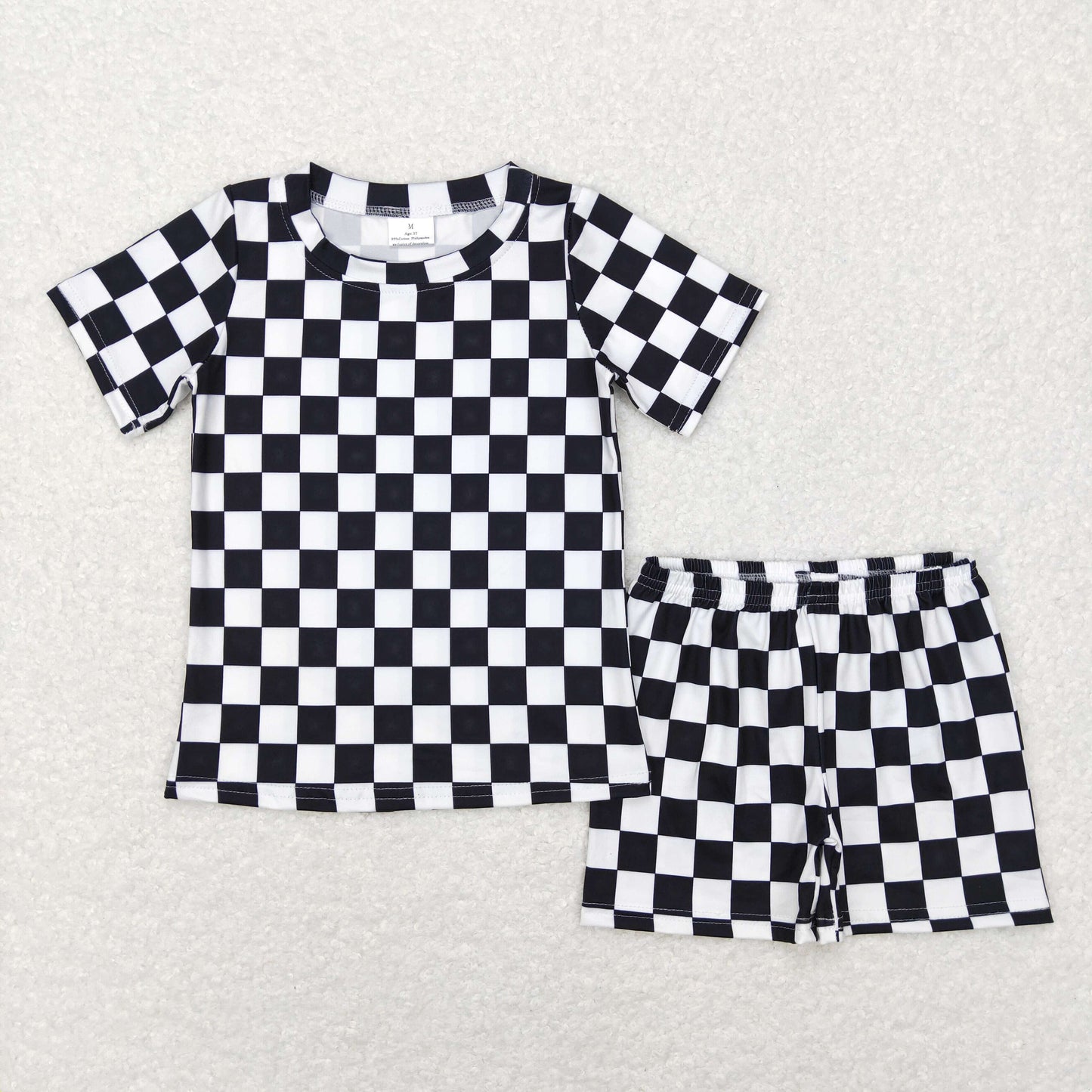 Boys Black Checked Pajamas