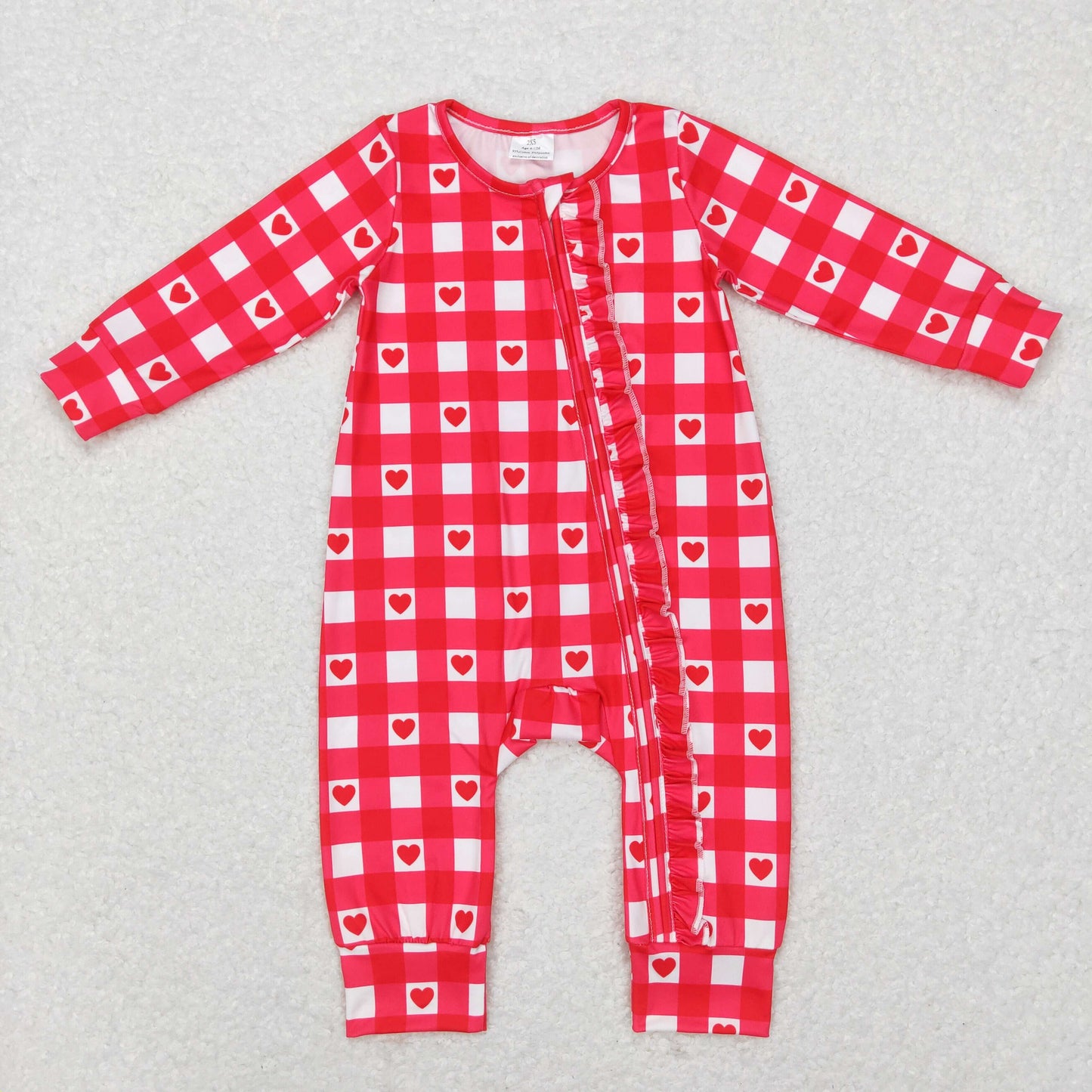 Baby Valentine Zipper Rompers Sleeper Milk silk