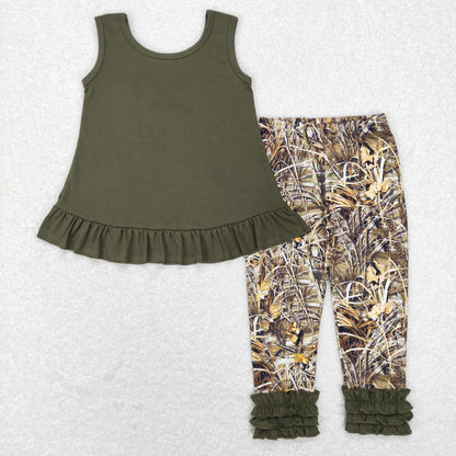 Girls Camo Army Green Outfits