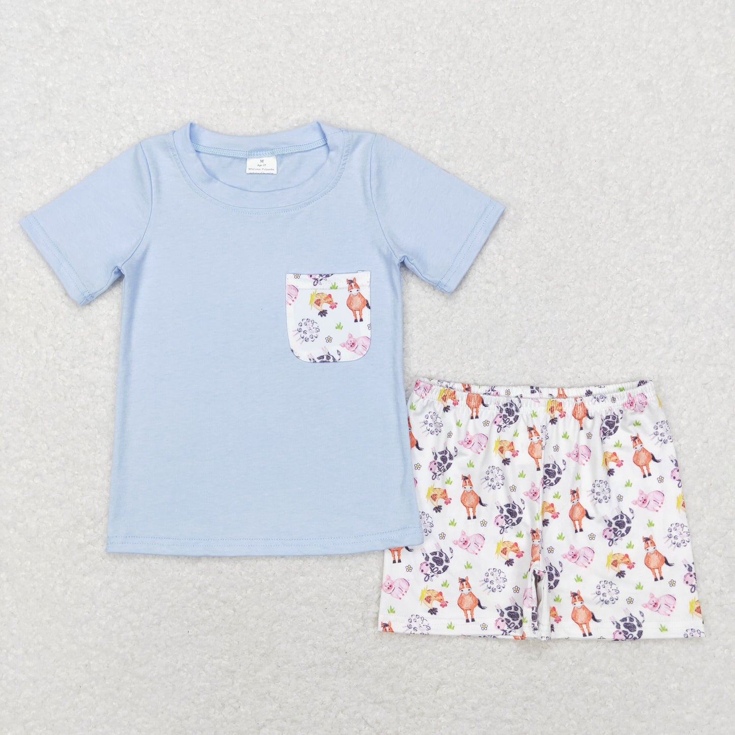 Boys Sky Blue Farm Cow Outfits