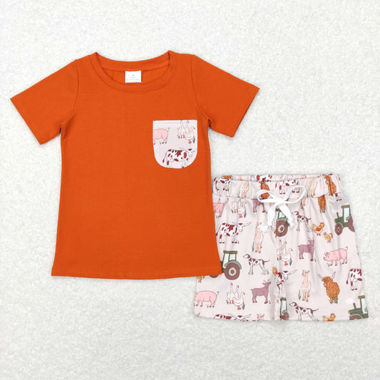 Boys Orange Farm Cow Outfits