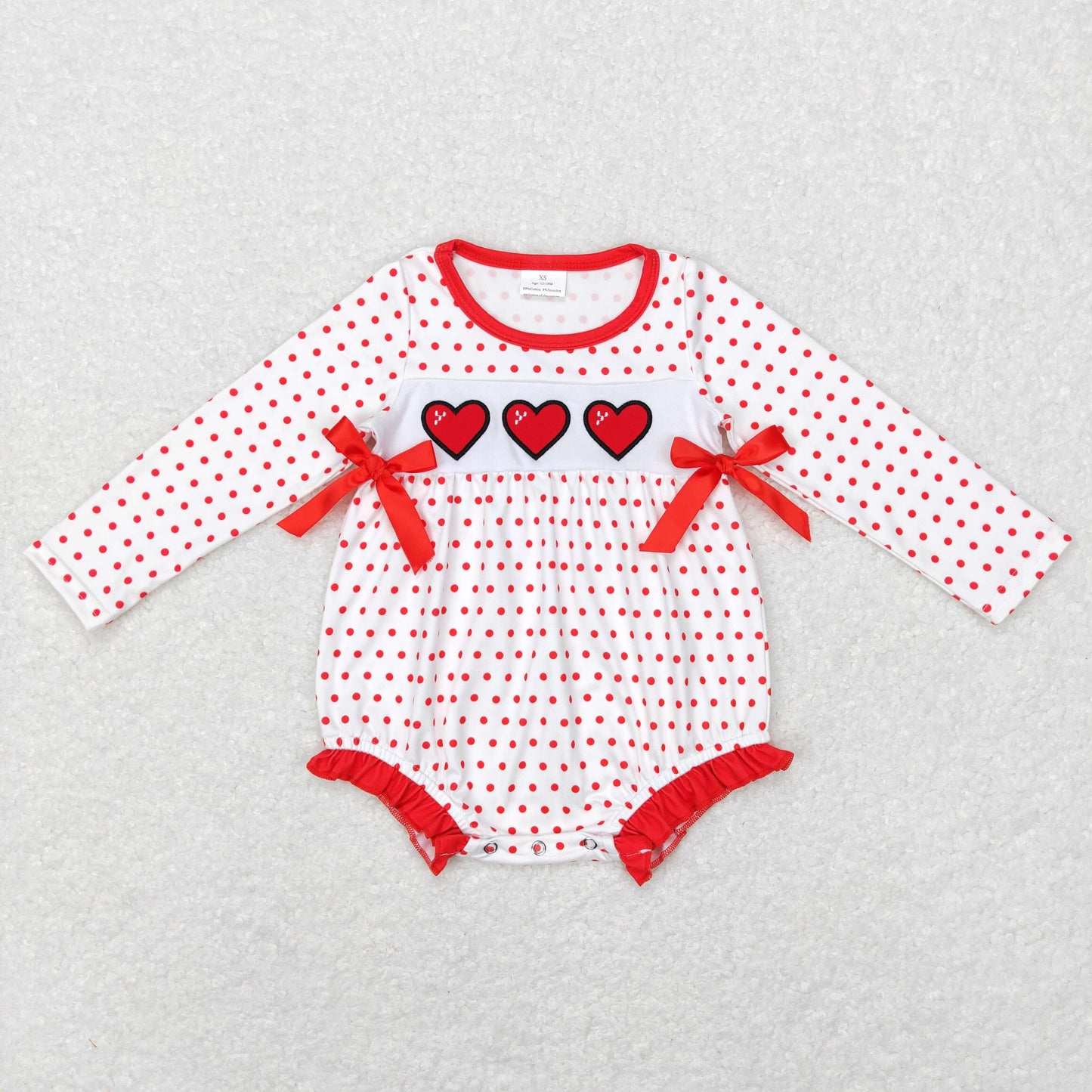 Baby Girls Valentine Heart Rompers Embroidery