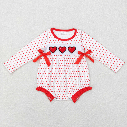 Baby Girls Valentine Heart Rompers Embroidery