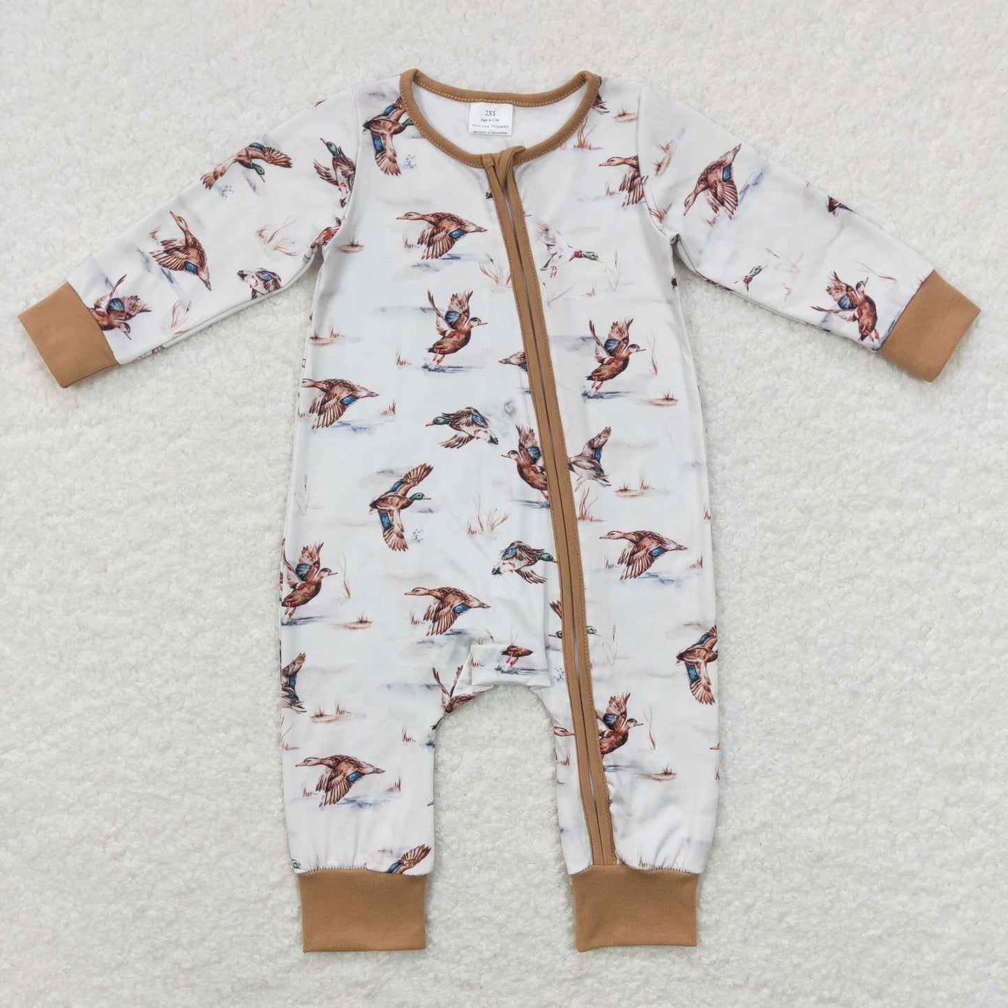 Baby Boys Duck Zipper Rompers Sleeper Milk silk